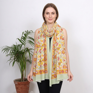 Indian Digital Printing Cotton Shawl <b>Wrap</b> Scarf Set Argyle Print Stylish Long Handmade Natural Colored Women's Autumn Gift Soft - Product Image 2
