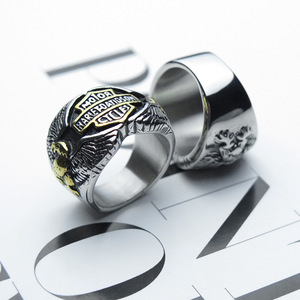 Bague en acier inoxydable vintage thaïlandaise pour homme, style punk, signet <span class=keywords><strong>Harley</strong></span> David Son, pour mariage, fiançailles, fête, anniversaire, en platine - Product Image 4