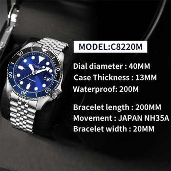 CADISEN Orologio Meccanico Automatico Uomo – 46 Mm, Acciaio Inox, Movimento Giapponese NH35A, Impermeabile 100m, Luminoso