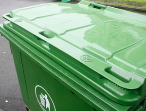 Conteneur à déchets en HDPE de grande capacité 1100L, logo et couleur personnalisables, roues universelles, poubelle - Product Image 3