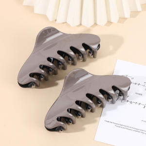 Pince à cheveux coréenne simple de haute qualité, grande, en plastique uni, avec poignée, type pince requin - Product Image 4