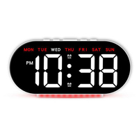 Jam Dinding Digital LED Alarm Pintar Kustom Lampu Malam Modern Rumah Tampilan Cuaca 24 Jam Termometer Dalam Ruangan Kamar Tidur Kantor USB