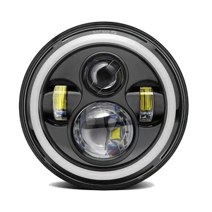 Faro LED redondo de 7 pulgadas y 60W con 4 haces para Harley Wrangler, luz diurna DRL de ojo de ángel blanca y amarilla, luz alta y baja, lámpara frontal. - Product Image 1
