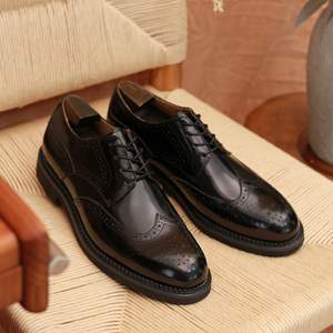 Nouvelles chaussures habillées décontractées pour hommes, modèle simple, à lacets, chaussures derby professionnelles en cuir à bout pointu - Product Image 3