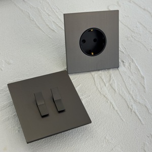 86 điện tường ánh sáng Rocker Thiết bị chuyển mạch khung thép không gỉ <span class=keywords><strong>grey</strong></span> euau16a Châu Âu pháp ổ cắm 250V 1/2/3/4 gang 2way <span class=keywords><strong>dimmer</strong></span> - Product Image 4