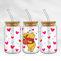 Transferts UV DTF de haute qualité pour gobelets, motif Ours Pooh et amis de dessin animé, pour gobelets en verre Libbey de 16 oz et gobelets isothermes de 24 oz