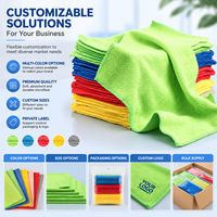 Lot de chiffons de nettoyage en microfibre carrés unis 4 couleurs, 30x30cm, lavables, pour cuisine commerciale et hôtel