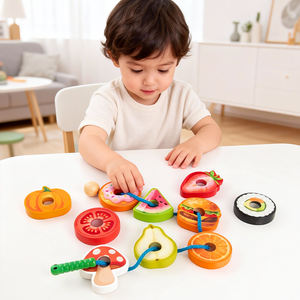 Juguetes Educativos de Oruga Gulosa para Niños: Juego de Enhebrar Cuentas y Bloques de Construcción, Oruga <span class=keywords><strong>Come</strong></span> Frutas, Frutas y Cuerdas para Enhebrar - Product Image 2
