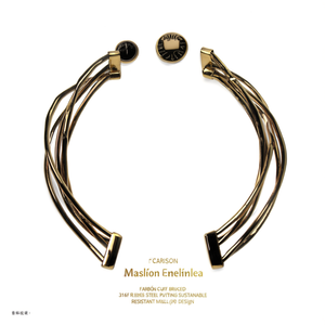 กำไลข้อมือแฟชั่น สแตนเลสสตีล 316L ชุบทอง PVD ดีไซน์หลายเส้น ทนทาน เป็นมิตรต่อสิ่งแวดล้อม - Product Image 2