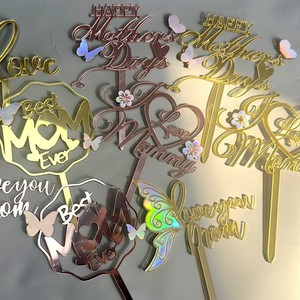 Decoración para Pastel del Día de la Madre con Mariposas Iridiscentes, Adorno para Pastel de Feliz Día de la Madre - Product Image 4