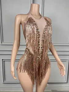 Tenue de scène sexy pour femmes - Strass, paillettes, franges, <span class=keywords><strong>justaucorps</strong></span>, boîtes de nuit, chanteurs, danseurs, séances photo d'anniversaire, TWCS - Product Image 5