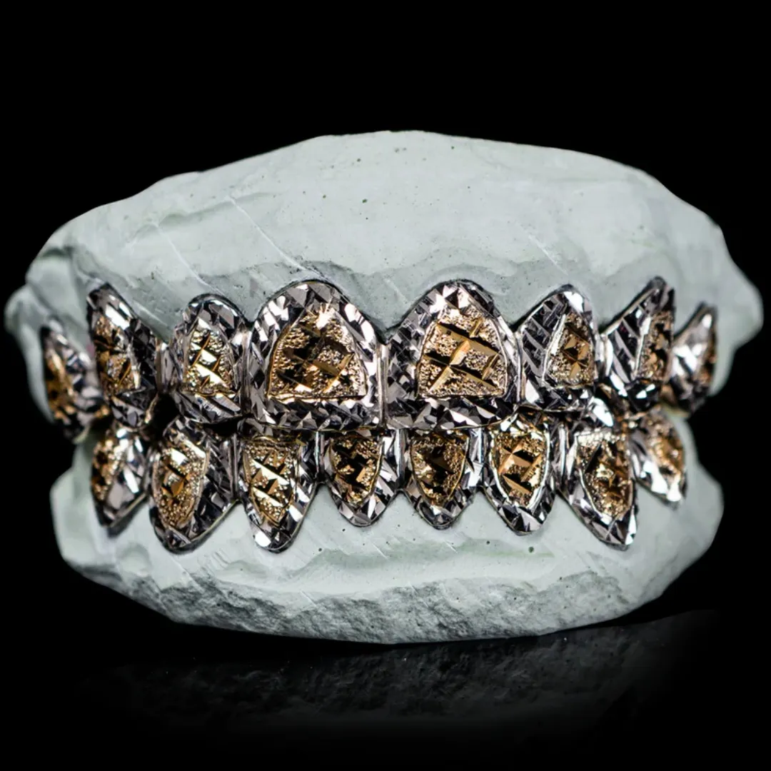 شواية أسنان مخصصة من الفضة والذهب عيار 10 و14 و18 قيراط مجوهرات أنيقة شواية أسنان من ألماس المويسانيتي المجمد