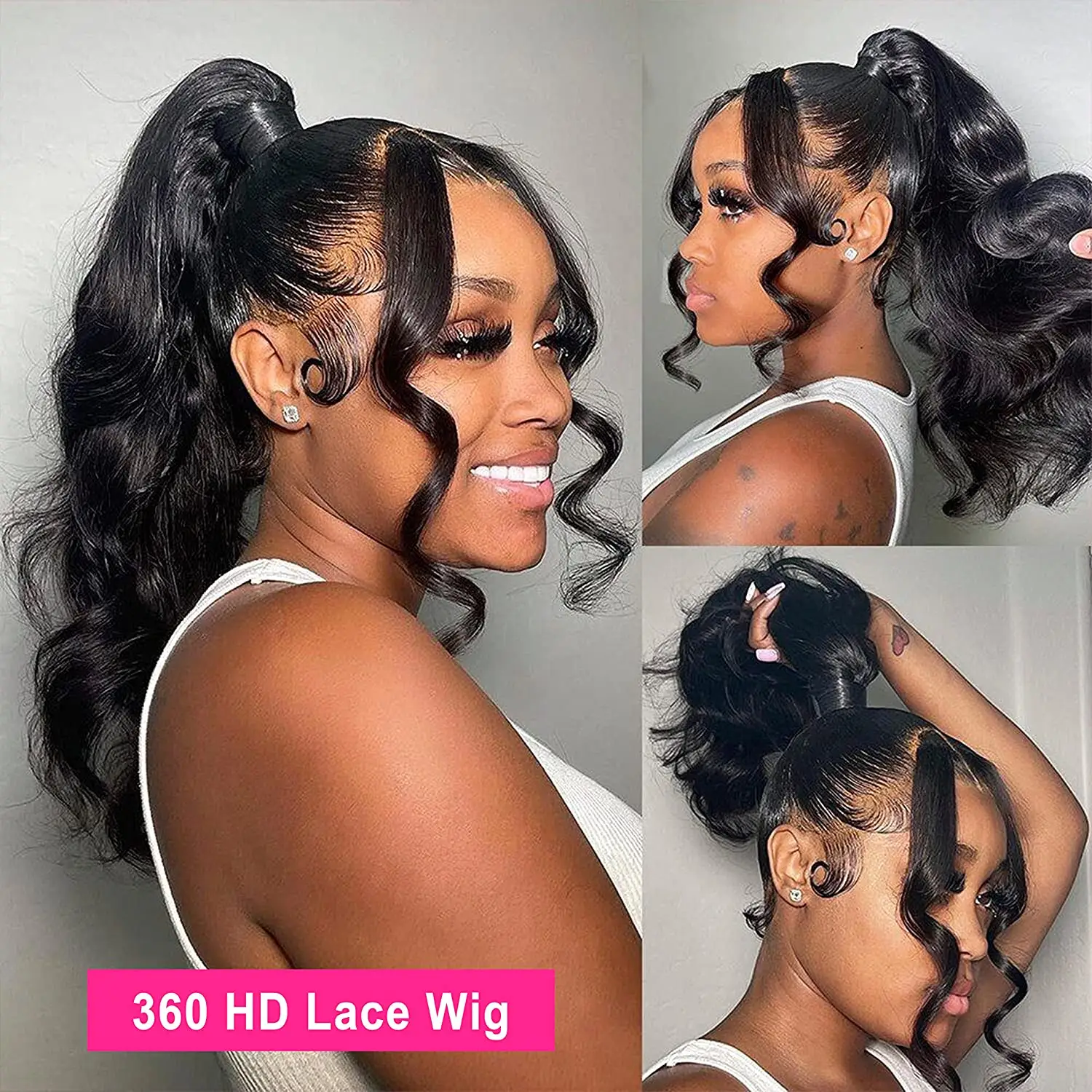 Wig rambut manusia renda penuh 38 40 inci tanpa lem untuk wanita warna hitam terlaris grosir Wig 360 HD transparan Lace Frontal