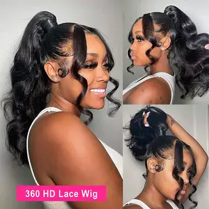 38 40 pouces sans colle pleine dentelle perruque de cheveux humains pour les femmes noires best-seller vendeur en gros 360 HD Transparent dentelle frontale perruques