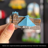 France Paris Tour Eiffel et Louvre 3D Aimant de réfrigérateur magnétique Monde Décoration culturelle créative Matériau en résine écologique
