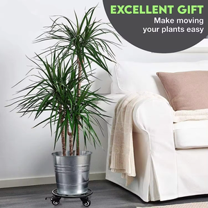 Grand chariot à plantes en métal avec roues Support de pot de plantes roulé en fer forgé robuste avec roulettes - Product Image 4