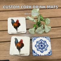 Ensembles de sets de table en carton rigide personnalisés, imprimés UV, lavables et imperméables, avec support en liège pour table à manger