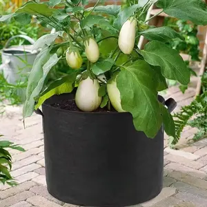 आउटडोर पॉलिएस्टर फाइबर सस्ते गैर बुने हुए काले पौधे के बैग पौधों के लिए आलू प्लांटर ग्रो बैग लगा