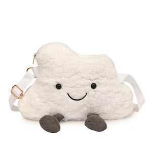 Wholesale Girls Cute Kawaii Little <b>White</b> Cloud Soft Plush <b>Backpack</b> PP Cotton Filled Shoulder Bag - Product Image 3