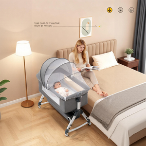 <span class=keywords><strong>Cuna</strong></span> Plegable Multifuncional para Bebé, <span class=keywords><strong>Cuna</strong></span> <span class=keywords><strong>Colecho</strong></span> con Altura Ajustable 3 en 1, con Modo de Balanceo y Cambiador - Product Image 2