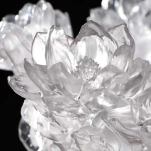 Vas teratai tenteram kristal Liuli cetakan daun mengambang desain meditasi Zen Dekor kuil potongan seni - Product Image 4