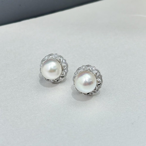 ต่างหูเงินแท้ S925 พร้อมลูกปัดกลมขนาด 5-8 มม. อุปกรณ์ทำต่างหูมุก DIY แฟชั่นทันสมัย ต่างหูแบบเปล่า รุ่น 22281 - Product Image 1