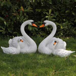 Оптовая продажа, низкая цена, доступная большая скульптура животных в натуральную величину, статуя белого лебедя из стекловолокна для украшения садового парка - Product Image 5