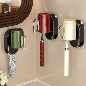 <b>Toothbrush</b> <b>Holder</b> Wall Mounted Triple Suction Cup Toothpaste Storage Rack Bathroom No Drill Space Saving Organizer - Product Image 4