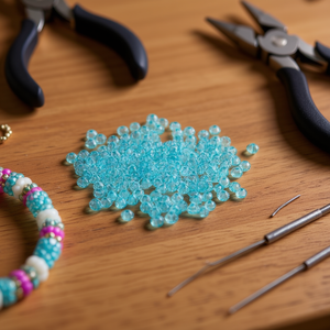 Perline Ilan Abalorios 6mm, Rondelle Sfaccettate Trasparenti Azzurre, 15g - Product Image 3