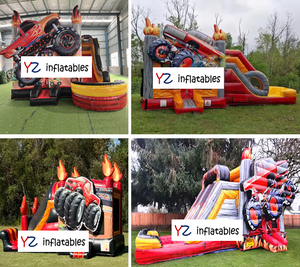 Château gonflable combiné 3D Racing USA, en PVC commercial, avec toboggan, nouveau design, Hupfburg pour la <span class=keywords><strong>location</strong></span> d'équipements de fête - Product Image 4