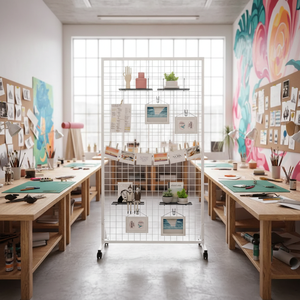 Panel de Exhibición de Rejilla Resistente, Hierro Forjado Pintado, Alambre de 3.5mm de Grosor, Bisagras Plegables para Exposiciones de Arte y Comercios - Product Image 1