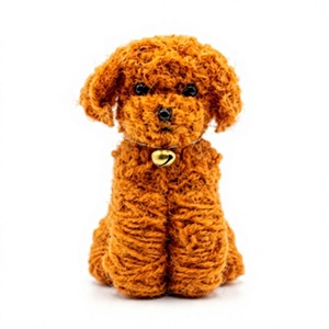Figurines de chiots tricotées à la main en laine 100% certifiée, écologiques, orange, petites, mignonnes, décorations murales, ornements de Noël - Product Image 2