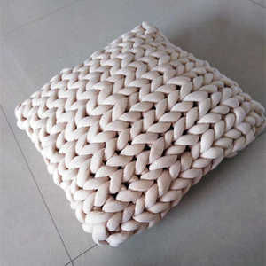 Nhà Máy Bán Buôn Cung Cấp Handmade Bông Ống Sợi Bện 45*45Cm Sọc Mô Hình Vuông Đầy Màu Sắc Hôn Ném Gối Đệm - Product Image 4