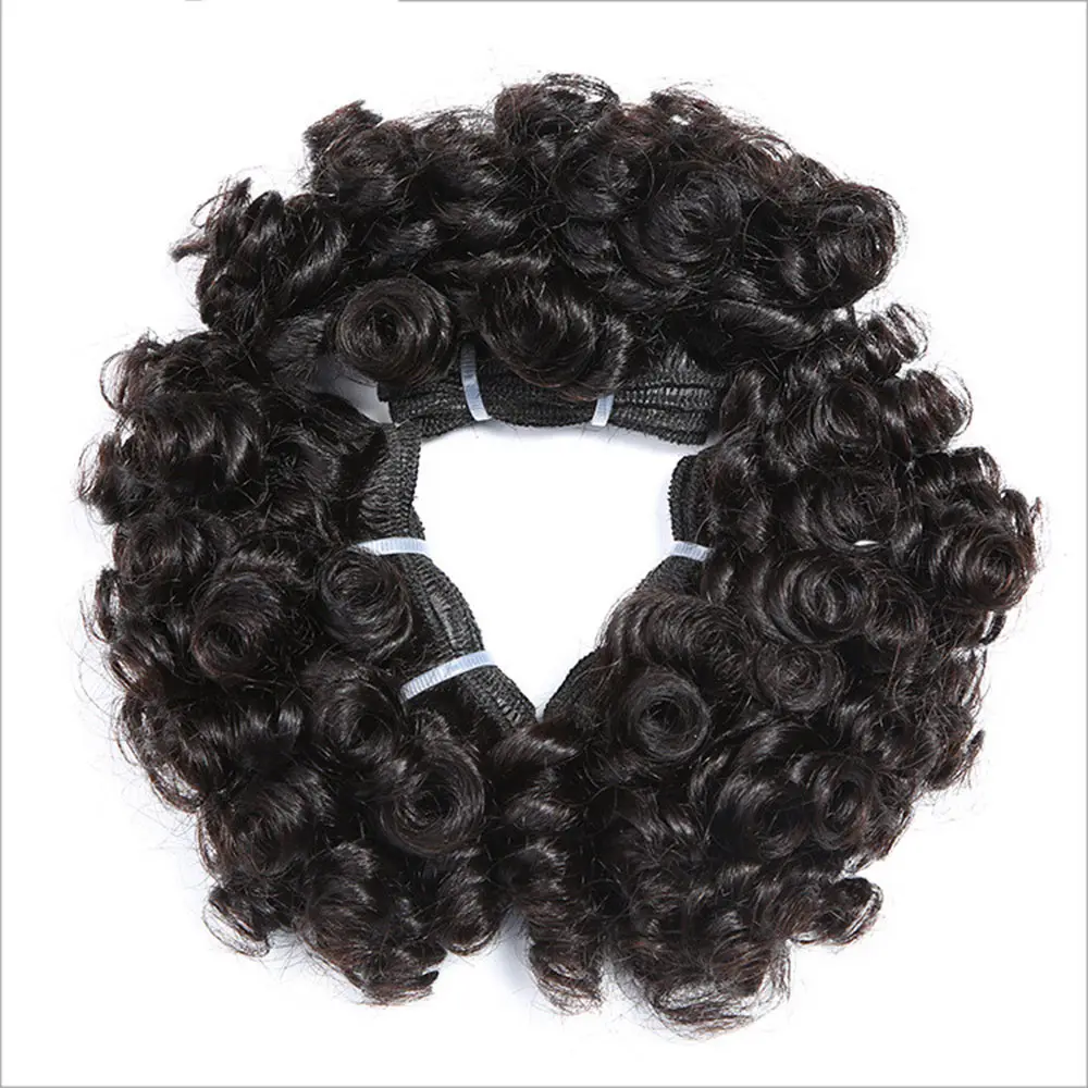 Short Bouncy Curly Human Hair Bundles 100% Human Hair Weft Brazilian Hair Weave Bundle Cheap short deep loose ocean wave bundles