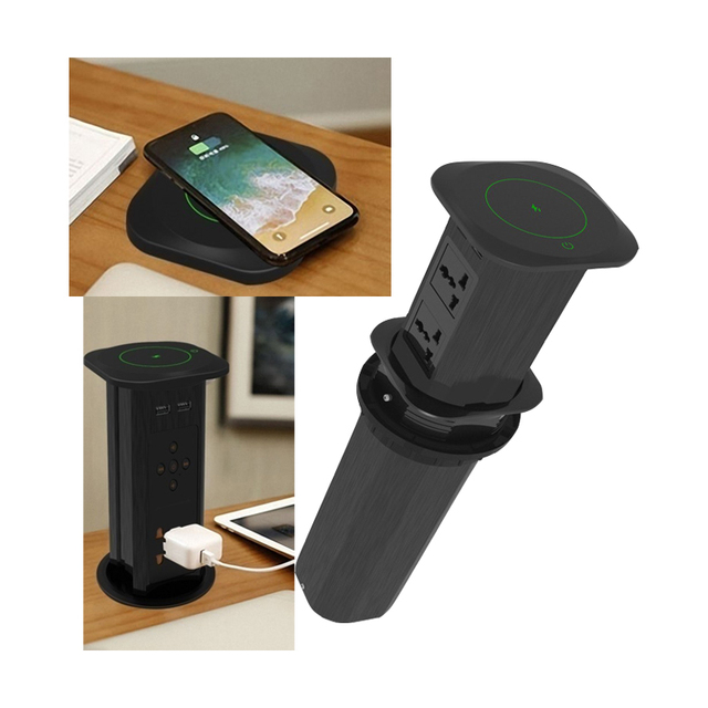 Automatic Pop up Outlet Socket Recessed Retractable Power Strip Charging Station for Kitchen Counter Island Conference Office