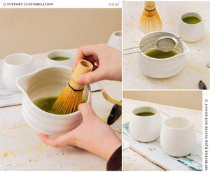 ML Venta Al Por <span class=keywords><strong>Mayor</strong></span> De Matcha Portable Ceramic Chawan Matcha Bowl Set Ensemble De Matcha Juego De cuatro piezas con colores opcionales - Product Image 3