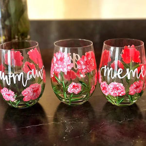 Figurine de fleur de naissance en verre rose peinte à la main personnalisée, bouquet pour enfants, moderne <span class=keywords><strong>et</strong></span> réutilisable - Product Image 1