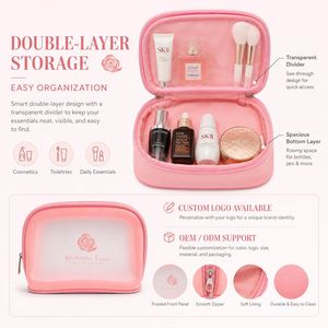 Waterproof <b>Makeup</b> <b>Storage</b> Bag Clear Window Toiletry Pouch Custom Logo Beauty Organizer Bulk Wholesale Supplier - Product Image 4