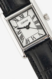 Montre-bracelet classique carrée GBHW, argent et noir, montre à quartz de luxe, élégante montre analogique pour femmes, usage professionnel - Product Image 4