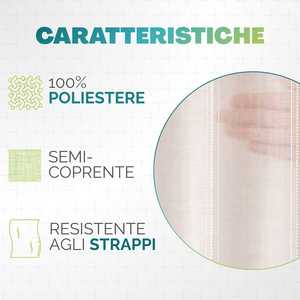 Tenda Semitrasparente da Interno 140x280cm Bianca con Occhielli in Metallo per Finestre - Product Image 4