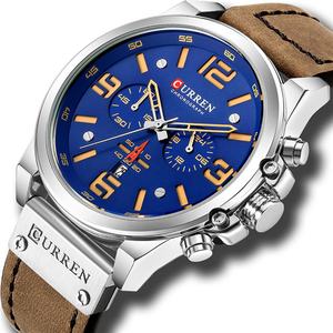 Reloj de Cuarzo Deportivo de Alta Calidad y Gran Venta de la Marca CU RREN 8314 para Hombre, Cronógrafo con Fecha, Correa de Cuero Multicolor, Movimiento Japonés - Product Image 5