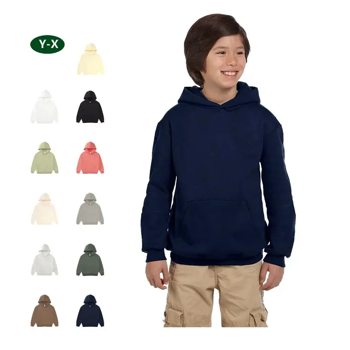 Benutzer definierte Logo Plain Langarm Hoodies & Sweatshirts Jungen und Mädchen Kinder Kinder Kleidung Kangaroo Pocket Hoodies