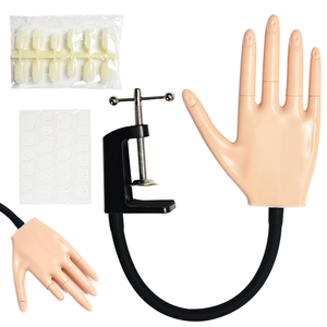Mano de Práctica Flexible para Uñas con Abrazadera de Cuello de Cisne, Mano de Maniquí Móvil para Entrenamiento de Uñas Acrílicas, Kit de 100 Puntas de Uñas - Product Image 1