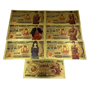 KL Japan Anime-Anime Slum Dunk-Figurenkarte goldenes Ticket-Zertifikat 10000 Yen 24K Goldfolien-Banknote
