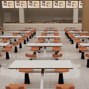 Nhựa hiện đại nhà hàng thức ăn nhanh bàn ăn thiết lập cho các trường học căng tin và nhà bếp sử dụng với bảng và ghế quán cà phê đồ nội thất - Product Image 3