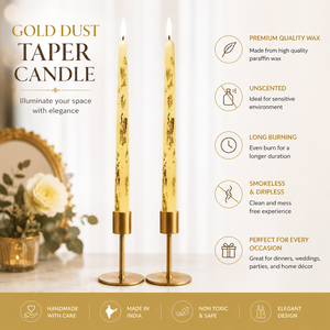 Luxury Gold Dust Taper <b>Candles</b> Pack of 6 Decorative Wax <b>Candles</b> for Home Decor Wedding Party Table Centerpiece Gift - Product Image 4