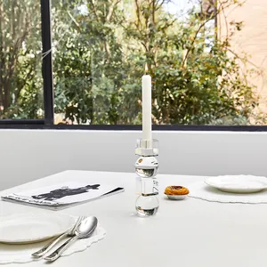 Yeni ürün Nordic cam mumluk romantik mum ışığında akşam yemeği sahne şeffaf kristal mumluk