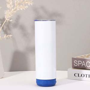 Bouteilles d'eau intelligentes en acier inoxydable avec haut-parleur musical sans fil, gobelets vierges pour sublimation, droits, 20 oz, minimalistes, USB - Product Image 6