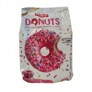 Donuts en forme d'anneau fourrés à la fraise Fraîche Fragola G.180X6, recouverts d'un glaçage, sachet de 180g (3x60g), délicieux desserts - Product Image 2