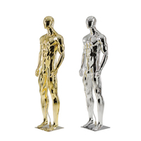 Großhandel Ganzkörper-Männer-Schaufensterpuppe aus Kunststoff, galvanisiert, Chrom, Gold, Silber, sportliche Ausführung, europäischer Originalstil, stehende Pose